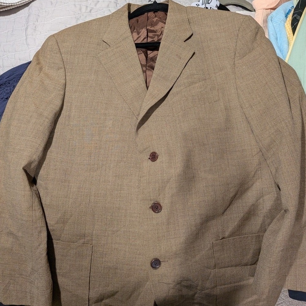 Celio Mens US 40R EU 50 $195 Tan Wool Blend Textured Sport Coat Blazer French